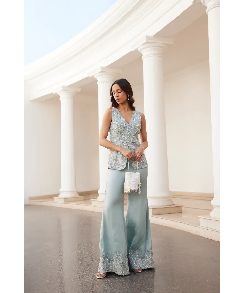 SANYA GULATI- Powder Blue Peplum and Pants